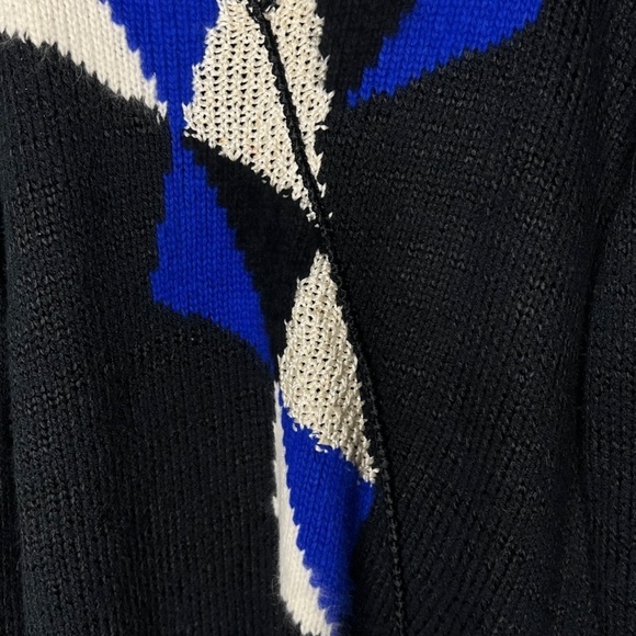 VTG Christine Phillipe Blue Black White Geometric Sweater - Picture 3 of 6